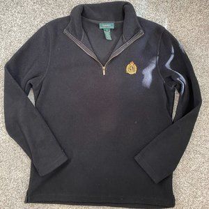 Lauren Ralph Lauren Mens Black Fleece Quarter Zip Pullover Sweater